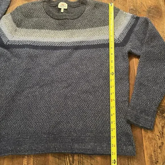 FAHERTY Sweater Crewneck Women's Large (Medium) 100% Merino Wool Blue Gray READ - Picture 6 of 13